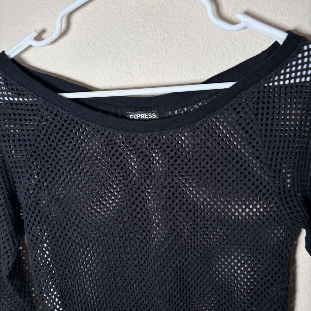 Express Sweater Women's XS Black Cropped Knit Pullover Long Sleeve Solid - Picture 3 of 7